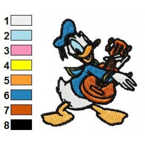Donald Duck Playing Guitar Embroidery Design